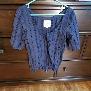 SALE - Hollister - Navy Top with Keyhole detailing